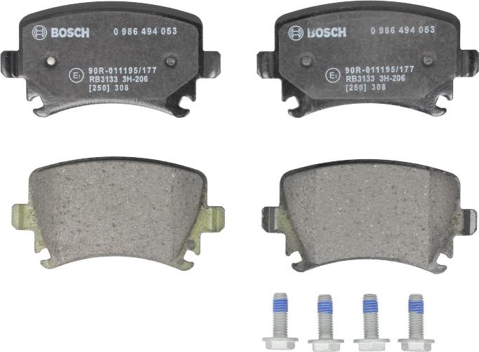 BOSCH 0 986 494 053 - Комплект гальмівних накладок, дискове гальмо autodetail.com.ua