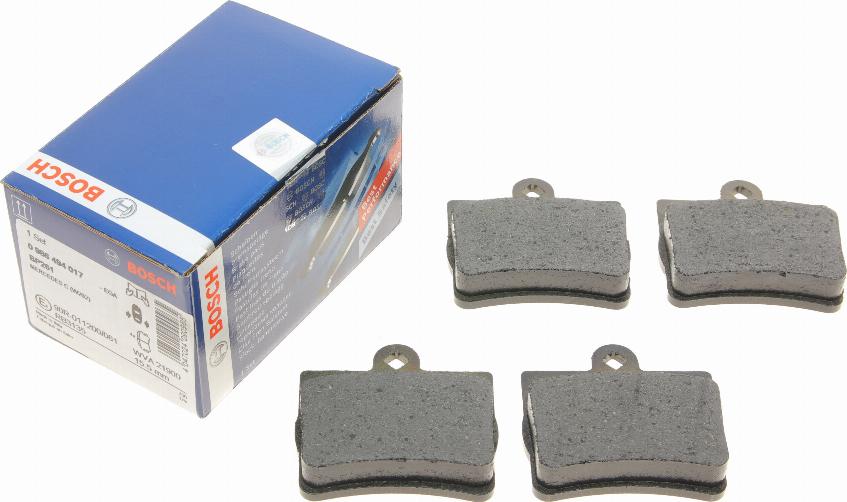 BOSCH 0 986 494 017 - Комплект гальмівних накладок, дискове гальмо autodetail.com.ua
