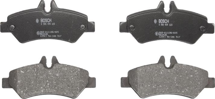 BOSCH 0 986 494 123 - Комплект гальмівних накладок, дискове гальмо autodetail.com.ua