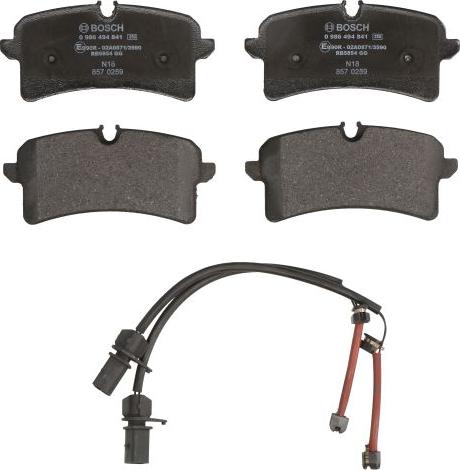BOSCH 0 986 494 841 - Комплект гальмівних накладок, дискове гальмо autodetail.com.ua