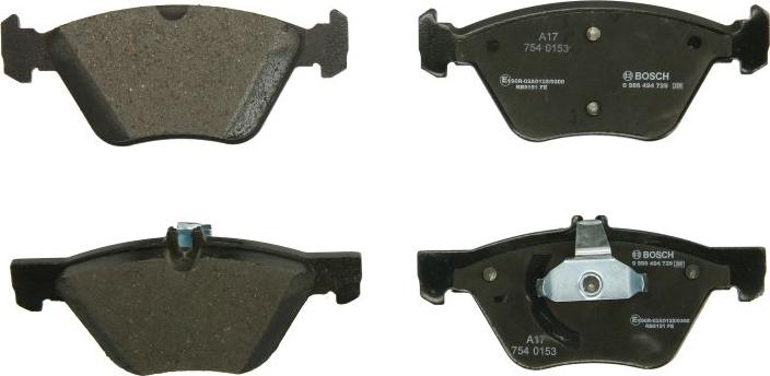 BOSCH 0 986 494 729 - Комплект гальмівних накладок, дискове гальмо autodetail.com.ua