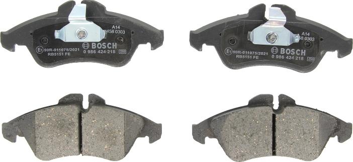 BOSCH 0 986 424 218 - Комплект гальмівних накладок, дискове гальмо autodetail.com.ua
