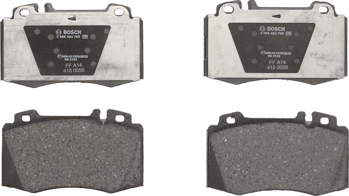 BOSCH 0 986 424 705 - Комплект гальмівних накладок, дискове гальмо autodetail.com.ua