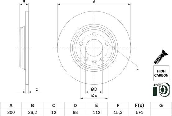 BOSCH 0 986 479 E33 - Гальмівний диск autodetail.com.ua
