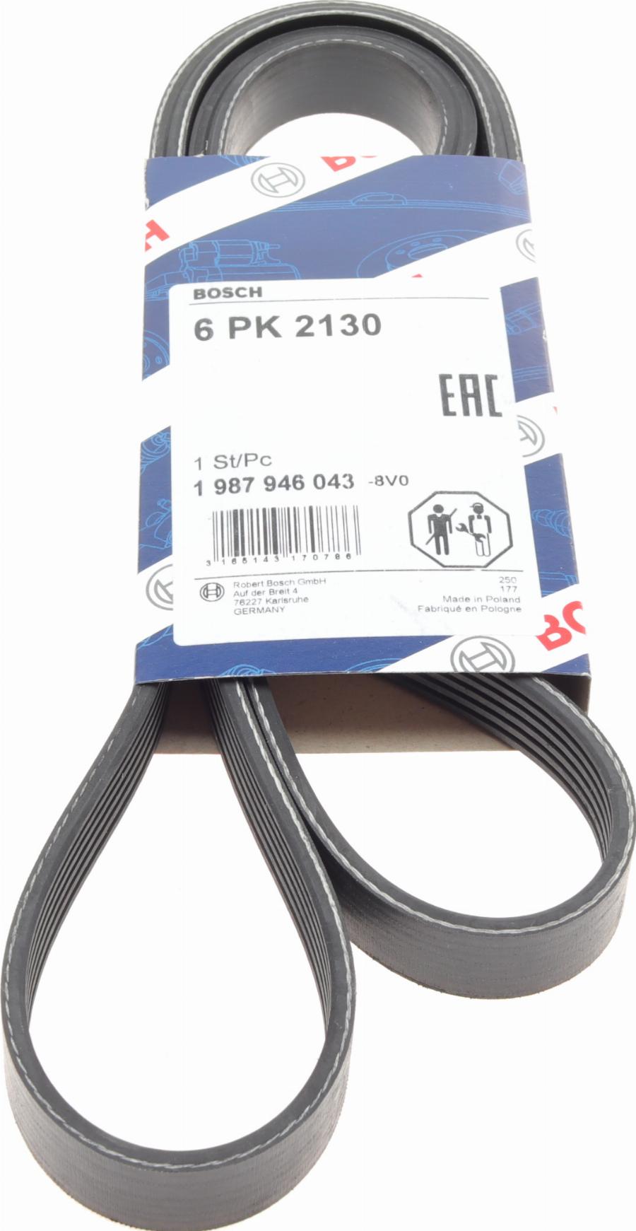 BOSCH 1 987 946 043 - Поліклиновий ремінь autodetail.com.ua