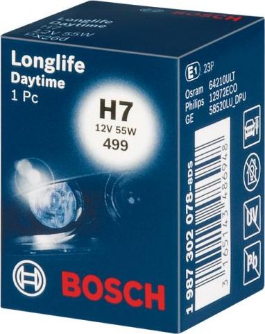 BOSCH 1 987 302 078 - Лампа розжарювання, фара дальнього світла autodetail.com.ua