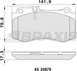 Braxis AA0440 - Комплект гальмівних накладок, дискове гальмо autodetail.com.ua