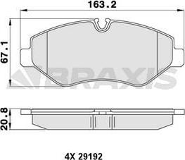 Braxis AA0059 - Комплект гальмівних накладок, дискове гальмо autodetail.com.ua