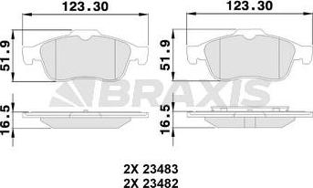 Braxis AA0068 - Комплект гальмівних накладок, дискове гальмо autodetail.com.ua
