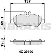 Braxis AA0140 - Комплект гальмівних накладок, дискове гальмо autodetail.com.ua