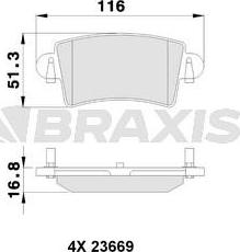 Braxis AB0113 - Комплект гальмівних накладок, дискове гальмо autodetail.com.ua