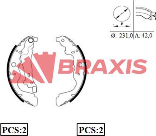 Braxis AC0081 - Комплект гальмівних колодок autodetail.com.ua