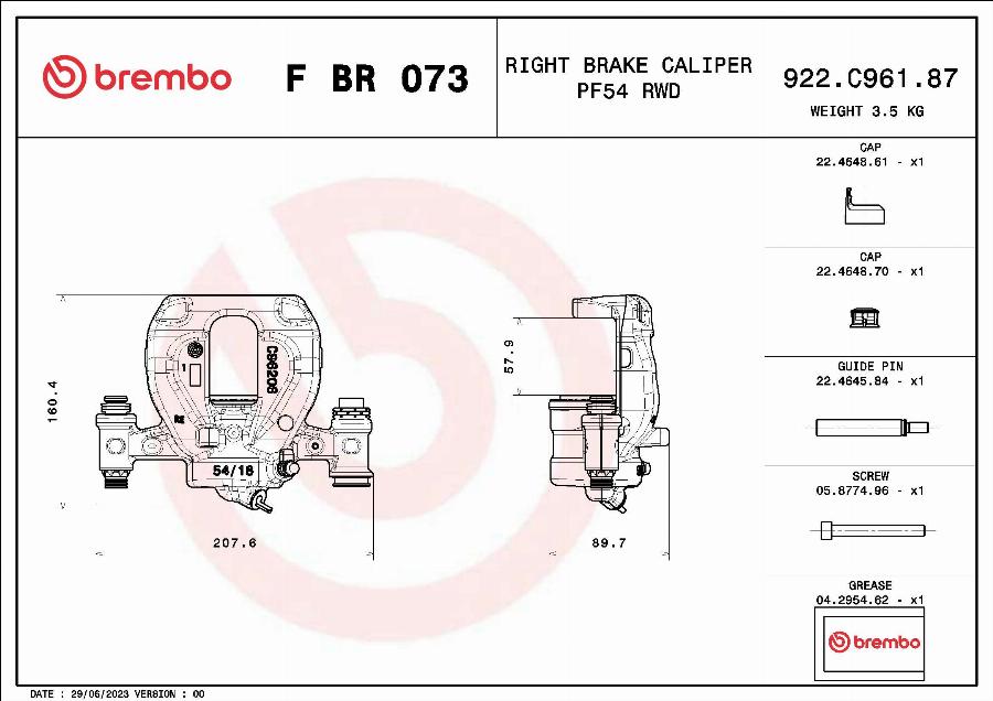 Brembo F BR 073 - Гальмівний супорт autodetail.com.ua