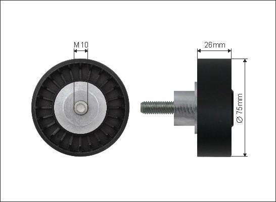 Caffaro 500007 - Відвідний/напрямний ролик, поліклиновий ремінь autodetail.com.ua