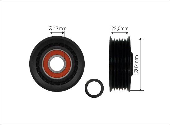 Caffaro 80-40 - Відвідний/напрямний ролик, поліклиновий ремінь autodetail.com.ua