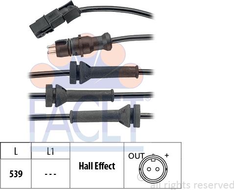 FACET 21.0054 - Датчик, кількість обертів колеса autodetail.com.ua