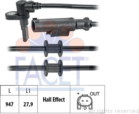 FACET 21.0203 - Датчик, кількість обертів колеса autodetail.com.ua