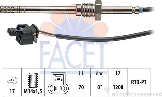 FACET 22.0055 - Датчик, температура відпрацьованих газів autodetail.com.ua
