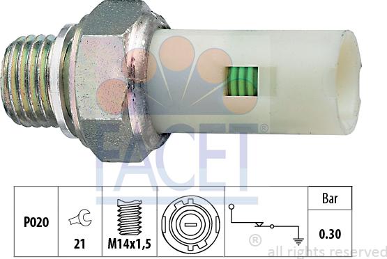 FACET 7.0076 - Датчик, тиск оливи autodetail.com.ua