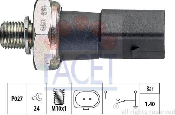 FACET 7.0168 - Датчик, тиск оливи autodetail.com.ua