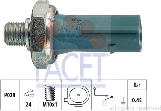 FACET 7.0174 - Датчик, тиск оливи autodetail.com.ua