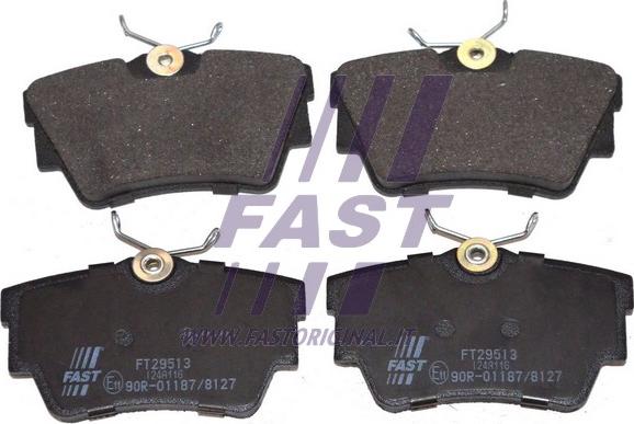 Fast FT29513 - Комплект гальмівних накладок, дискове гальмо autodetail.com.ua