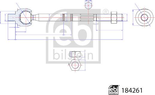 Febi Bilstein 184261 - Осьовий шарнір, поперечна кермова тяга autodetail.com.ua