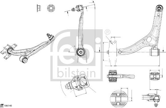 Febi Bilstein 186140 - Важіль підвіски, підвіска коліс autodetail.com.ua