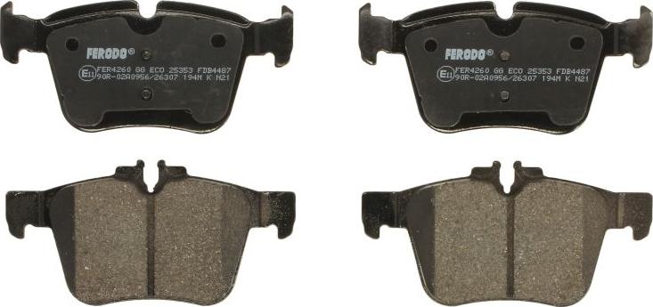 Ferodo FDB4487 - Комплект гальмівних накладок, дискове гальмо autodetail.com.ua