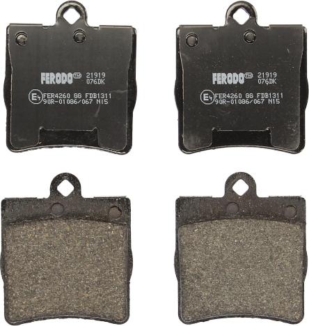Ferodo FDB1311 - Комплект гальмівних накладок, дискове гальмо autodetail.com.ua