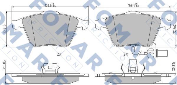 FOMAR Friction FO 912281 - Комплект гальмівних накладок, дискове гальмо autodetail.com.ua