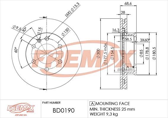 FREMAX BD-0190 - Гальмівний диск autodetail.com.ua