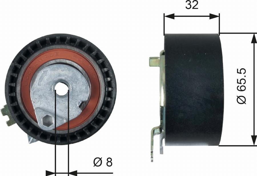 Gates T43236 - Натяжний ролик, зубчастий ремінь autodetail.com.ua