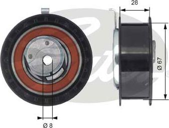 Gates T43052 - Натяжний ролик, зубчастий ремінь autodetail.com.ua
