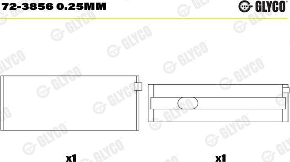 Glyco 72-3856 0.25 - Підшипник колінчатого вала autodetail.com.ua