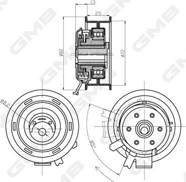 GMB GTB0150 - Натяжний ролик, зубчастий ремінь autodetail.com.ua