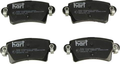Hart 219 115 - Комплект гальмівних накладок, дискове гальмо autodetail.com.ua