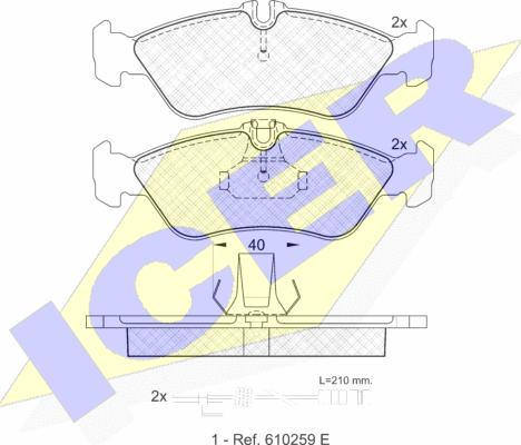 Icer 141103 - Комплект гальмівних накладок, дискове гальмо autodetail.com.ua