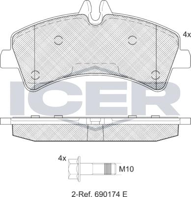 Icer LM1849 - Комплект гальмівних накладок, дискове гальмо autodetail.com.ua