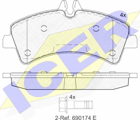 Icer 141849 - Комплект гальмівних накладок, дискове гальмо autodetail.com.ua