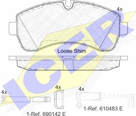 Icer 141785-203 - Комплект гальмівних накладок, дискове гальмо autodetail.com.ua