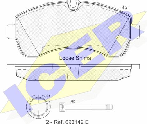 Icer 141785 - Комплект гальмівних накладок, дискове гальмо autodetail.com.ua