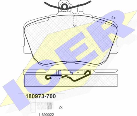 Icer 180973-700 - Комплект гальмівних накладок, дискове гальмо autodetail.com.ua