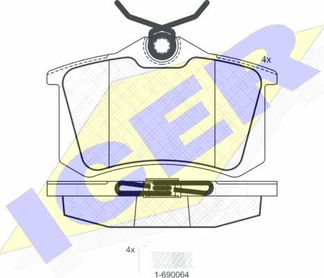 Icer 180697-703 - Комплект гальмівних накладок, дискове гальмо autodetail.com.ua