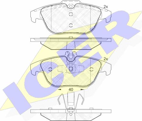 Icer 181900 - Комплект гальмівних накладок, дискове гальмо autodetail.com.ua