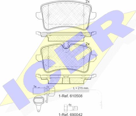 Icer 181986-203 - Комплект гальмівних накладок, дискове гальмо autodetail.com.ua