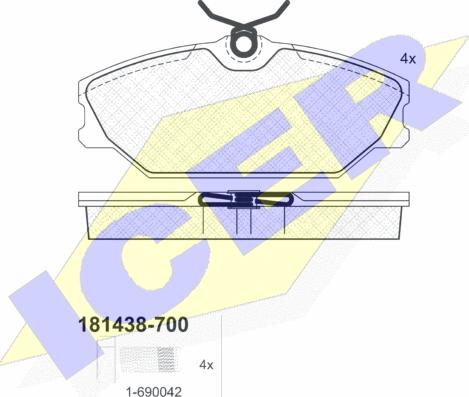 Icer 181438-700 - Комплект гальмівних накладок, дискове гальмо autodetail.com.ua
