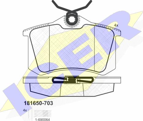Icer 181650-703 - Комплект гальмівних накладок, дискове гальмо autodetail.com.ua