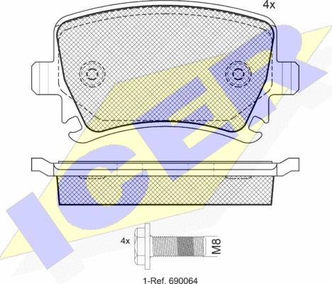 Icer 181600-703 - Комплект гальмівних накладок, дискове гальмо autodetail.com.ua