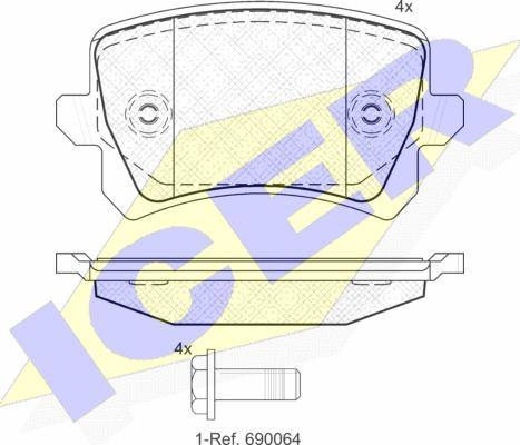 Icer 181857 - Комплект гальмівних накладок, дискове гальмо autodetail.com.ua